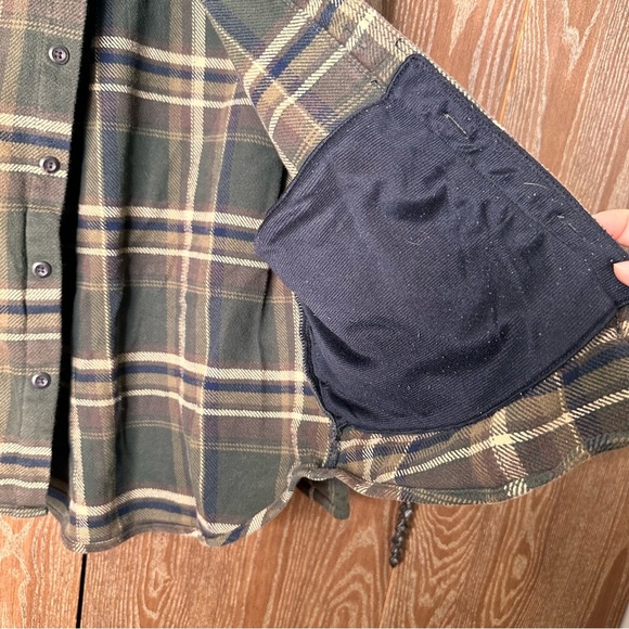 Orvis Men Big Bear Heavyweight Double Brushed Green Lg Flannel Button Down Shirt - Picture 5 of 9